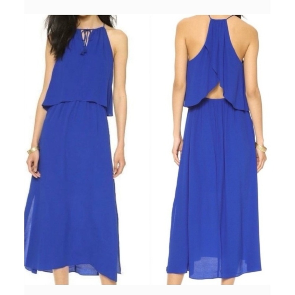 Madewell 1937 Royal‎ Blue Halter Tiered Maxi Dress Size 0
